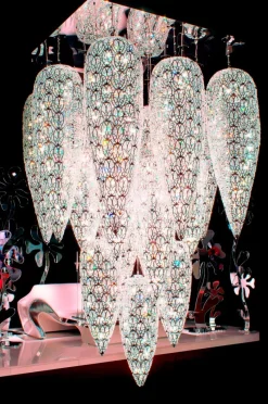 Pamono Steel & Crystal Sensation Arabesque Light Fall Ceiling Chandelier with 17 Lamps from VGnewtrend> Ceiling Lights