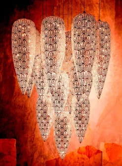 Pamono Steel & Crystal Sensation Arabesque Light Fall Ceiling Chandelier with 17 Lamps from VGnewtrend><noscript><img width=