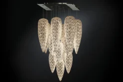 Pamono Steel & Crystal Sensation Arabesque Light Fall Ceiling Chandelier with 17 Lamps from VGnewtrend><noscript><img width=