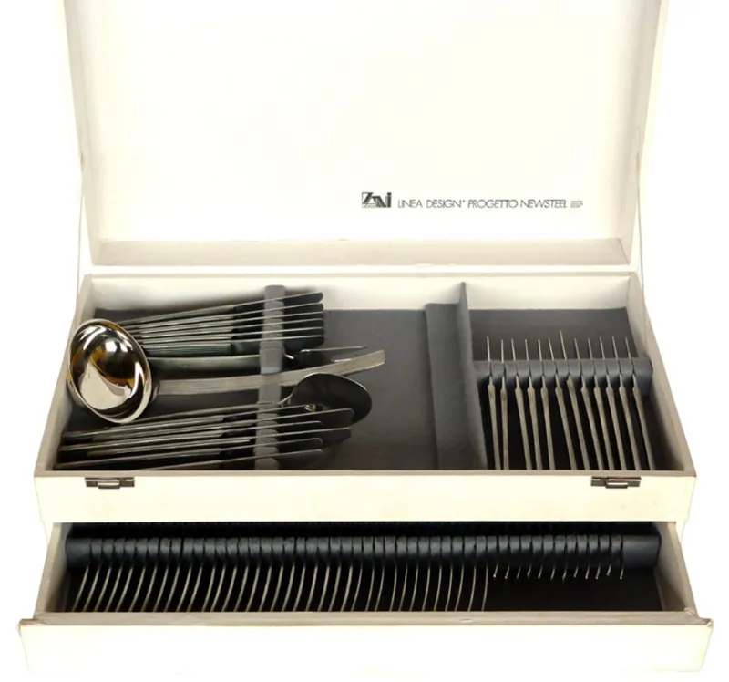 Pamono Steel Cutlery by Nencioni Moleri for Design Zani, 1960s, Set of 75> Cutlery & Serving Utensils