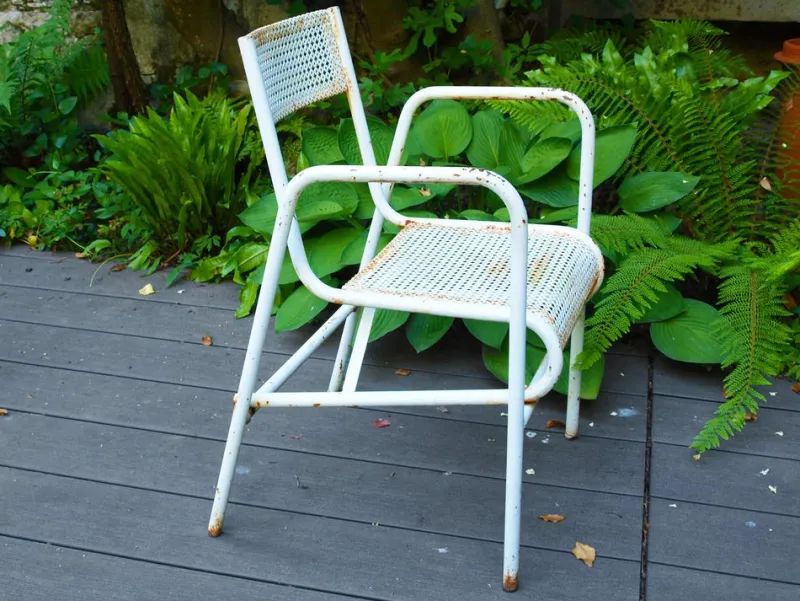 Pamono Steel Garden Furniture, 1950s, Set of 7> Garden Seating