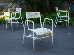 Pamono Steel Garden Furniture, 1950s, Set of 7><noscript><img width=