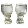 Sale Pamono Stemmed Glasses in Thick Cut Crystal with Scrolling Decoration and Monogram, Bohemia, 1900s, Set of 2
