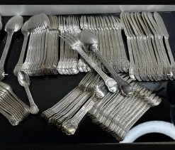 Pamono Sterling Silver Cutlery, 1930, Set of 187><noscript><img width=