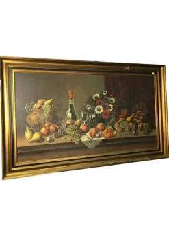 Pamono Still Life of Fruit and Wine, 20th-Century, Oil on Canvas> Classical