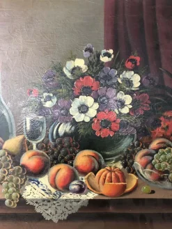 Pamono Still Life of Fruit and Wine, 20th-Century, Oil on Canvas><noscript><img width=