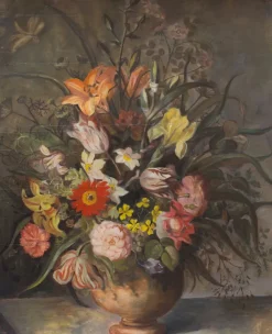 Pamono Still Life with Flowers, Oil Painting> Old Masters