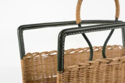 Discount Pamono Stitched Leather Magazine Rack by Jacques Adnet, 1950s