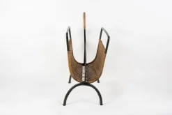 Discount Pamono Stitched Leather Magazine Rack by Jacques Adnet, 1950s