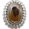 Pamono Stone, Moonstones, Diamonds, Rose Gold and Silver Brooch or Pendant> Brooches