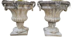 New Pamono Stone Planter Vases with Decorative Faces, 1950s