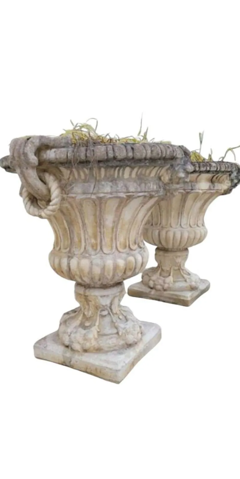 New Pamono Stone Planter Vases with Decorative Faces, 1950s