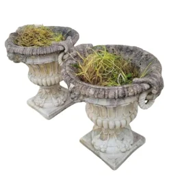 New Pamono Stone Planter Vases with Decorative Faces, 1950s
