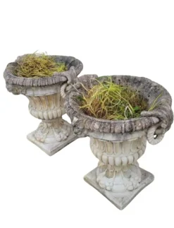 New Pamono Stone Planter Vases with Decorative Faces, 1950s