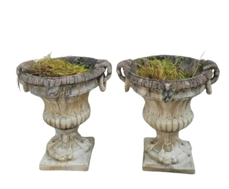 New Pamono Stone Planter Vases with Decorative Faces, 1950s