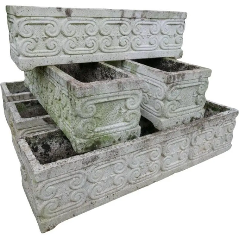 Pamono Stone Planters, 1950s, Set of 6> Garden Accessories