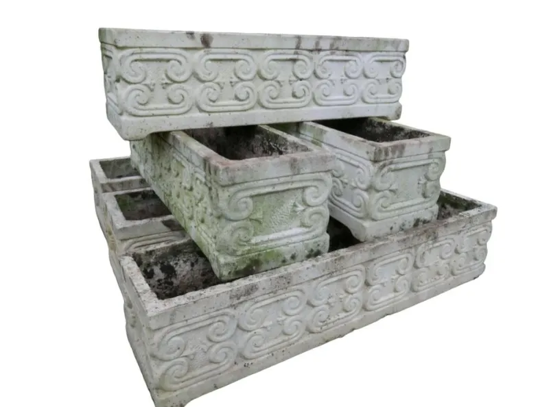 Pamono Stone Planters, 1950s, Set of 6> Garden Accessories