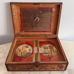Hot Pamono Straw Marquetry Work Box, 1800s