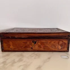 Hot Pamono Straw Marquetry Work Box, 1800s