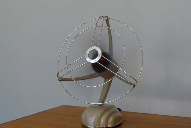 Pamono Streamline Sand Colored Model Libelle Fan from from Schoeller & Co., 1950s