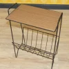 Pamono String Newspaper Rack in Teak Formica and Black Metal, 1960s> Magazine Racks