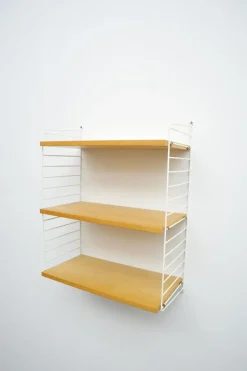Pamono String Shelving System in Ash with 2 Ladders by Kajsa and Nisse Strinning, 1940s> Shelves & Wall Units