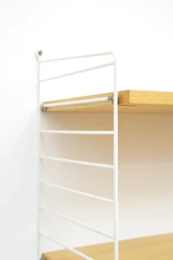Pamono String Shelving System in Ash with 2 Ladders by Kajsa and Nisse Strinning, 1940s><noscript><img width=
