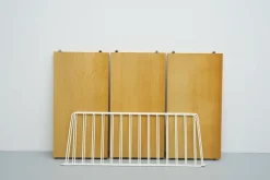 Pamono String Shelving System in Ash with 2 Ladders by Kajsa and Nisse Strinning, 1940s><noscript><img width=