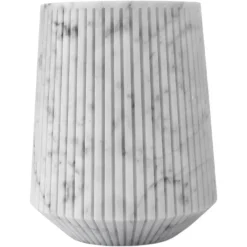 Pamono Striped Wide Vase in White Carrara Marble> Tabletop