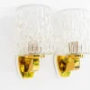 Pamono Structured Glass Wall Lamps by Rupert Nikoll, Vienna, Austria, 1950s, Set of 2> Wall Lights & Sconces