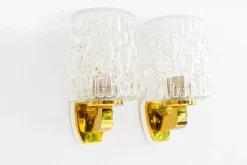Pamono Structured Glass Wall Lamps by Rupert Nikoll, Vienna, Austria, 1950s, Set of 2> Wall Lights & Sconces