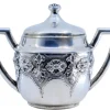 Pamono Sugar Bowl in Embossed Silver with Floral Motifs and Hinged Lid> Bottles, Carafes & Jugs