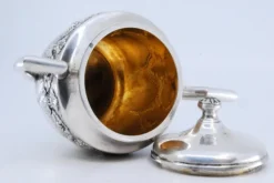 Pamono Sugar Bowl in Embossed Silver with Floral Motifs and Hinged Lid><noscript><img width=