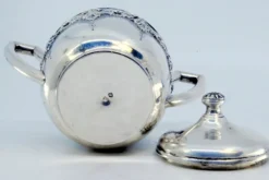 Pamono Sugar Bowl in Embossed Silver with Floral Motifs and Hinged Lid><noscript><img width=