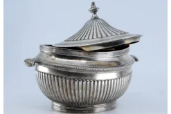 Pamono Sugar Bowl in Fluted Silver with Pearly Frieze and Outer Handles><noscript><img width=
