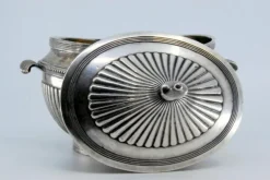 Pamono Sugar Bowl in Fluted Silver with Pearly Frieze and Outer Handles><noscript><img width=