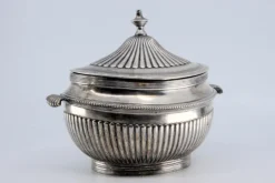 Pamono Sugar Bowl in Fluted Silver with Pearly Frieze and Outer Handles><noscript><img width=