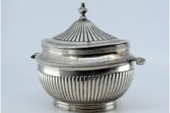 Pamono Sugar Bowl in Fluted Silver with Pearly Frieze and Outer Handles><noscript><img width=