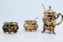 Online Pamono Sugar Bowl with Salt and Pepper Shaker in Gilded Silver, Set of 3