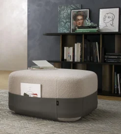 Pamono Sumo Bouclé Wool and Leather Pouf by Morica Design> Seating