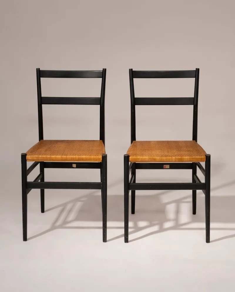 Pamono Superleggera Chairs by Gio Ponti from Cassina, 1957, Set of 2> Side Chairs & Dining Chairs