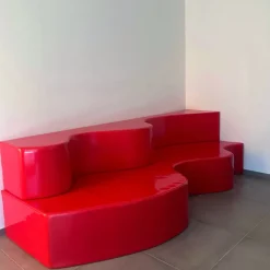Pamono Superonda Red Sofa by Archizoom for Poltronova, 1967, Set of 2><noscript><img width=