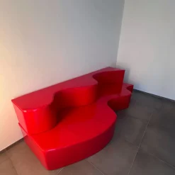 Pamono Superonda Red Sofa by Archizoom for Poltronova, 1967, Set of 2><noscript><img width=