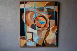 Pamono Surrealist Bird Composition, Acrylic on Canvas> Abstraction|Painting