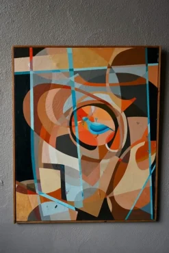 Pamono Surrealist Bird Composition, Acrylic on Canvas><noscript><img width=