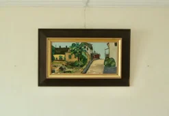 Pamono Sven Grandin, Summer Street, 1970s, Oil on Panel, Framed> Mid-Century