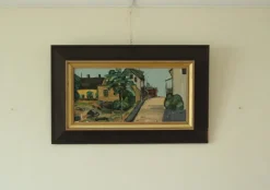 Pamono Sven Grandin, Summer Street, 1970s, Oil on Panel, Framed> Mid-Century