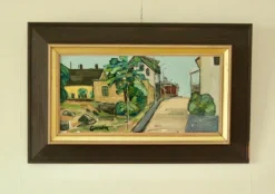 Pamono Sven Grandin, Summer Street, 1970s, Oil on Panel, Framed><noscript><img width=