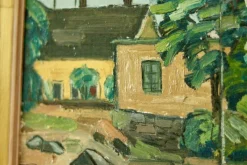 Pamono Sven Grandin, Summer Street, 1970s, Oil on Panel, Framed><noscript><img width=