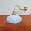 Pamono Swan Neck Wall Light in Brass and Blue Speckled Glass, 1930s